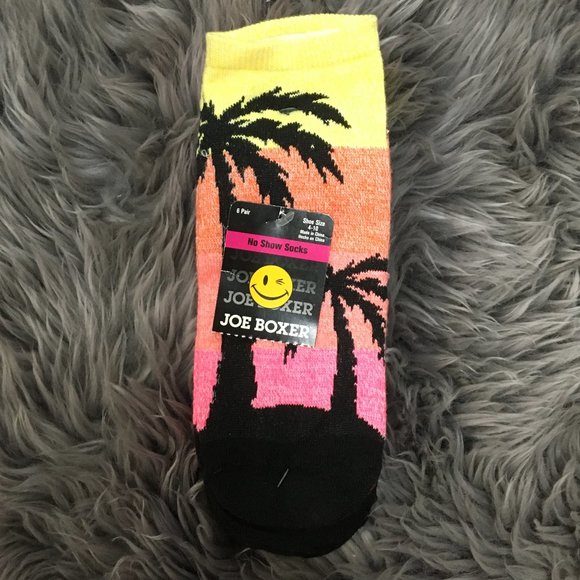Joe Boxer | Women's No-Show Socks | 6 Pack | Black, Yellow, Orange | Size 4-10 - Picture 1 of 3